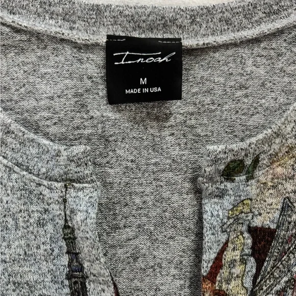 Inoah Art to Wear Cityscape Tunic Top Dress Gray Graphic PrintSize M Made in USA - Picture 8 of 11